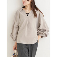 ピーチ起毛タックスリーブスキッパーシャツ