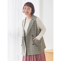チェック柄Wボタンベスト