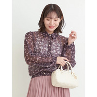 花柄プリントレースブラウス