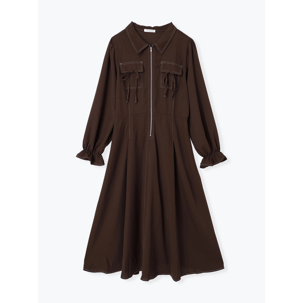 ポケットリボンハーフZIPワンピース10