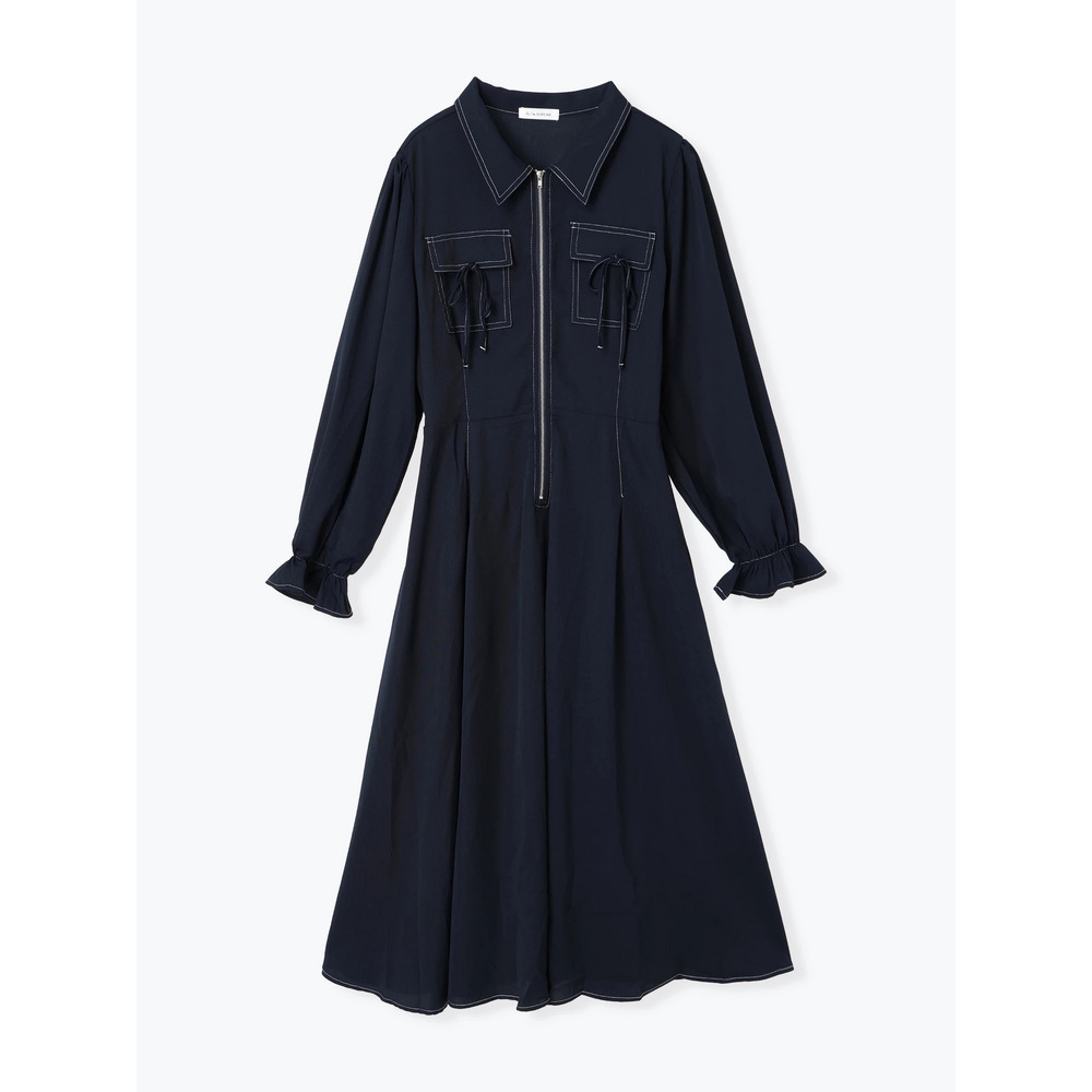 ポケットリボンハーフZIPワンピース11