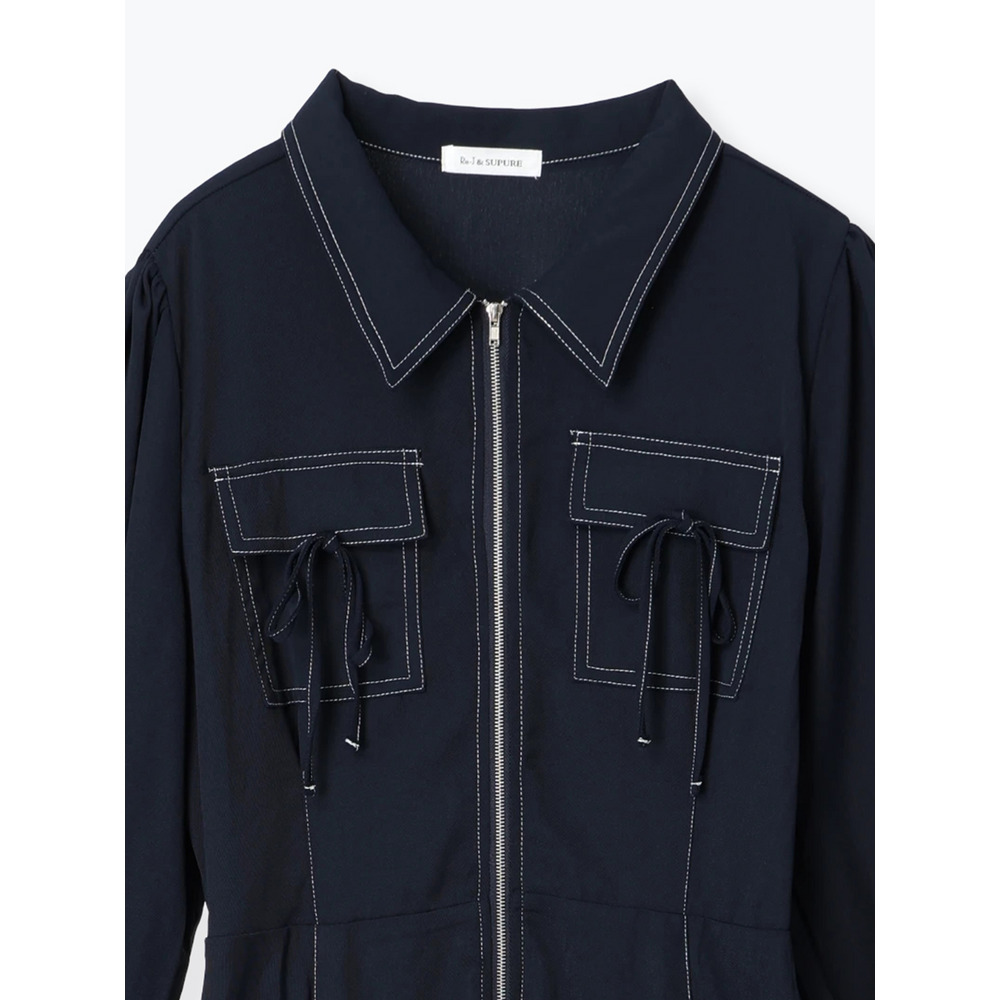 ポケットリボンハーフZIPワンピース13