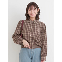 【WEB限定】チェック柄シャーリングブラウス