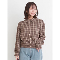 【WEB限定】チェック柄シャーリングブラウス