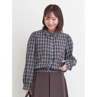 【WEB限定】チェック柄シャーリングブラウス