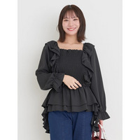 【WEB限定】フリルシャーリングブラウス