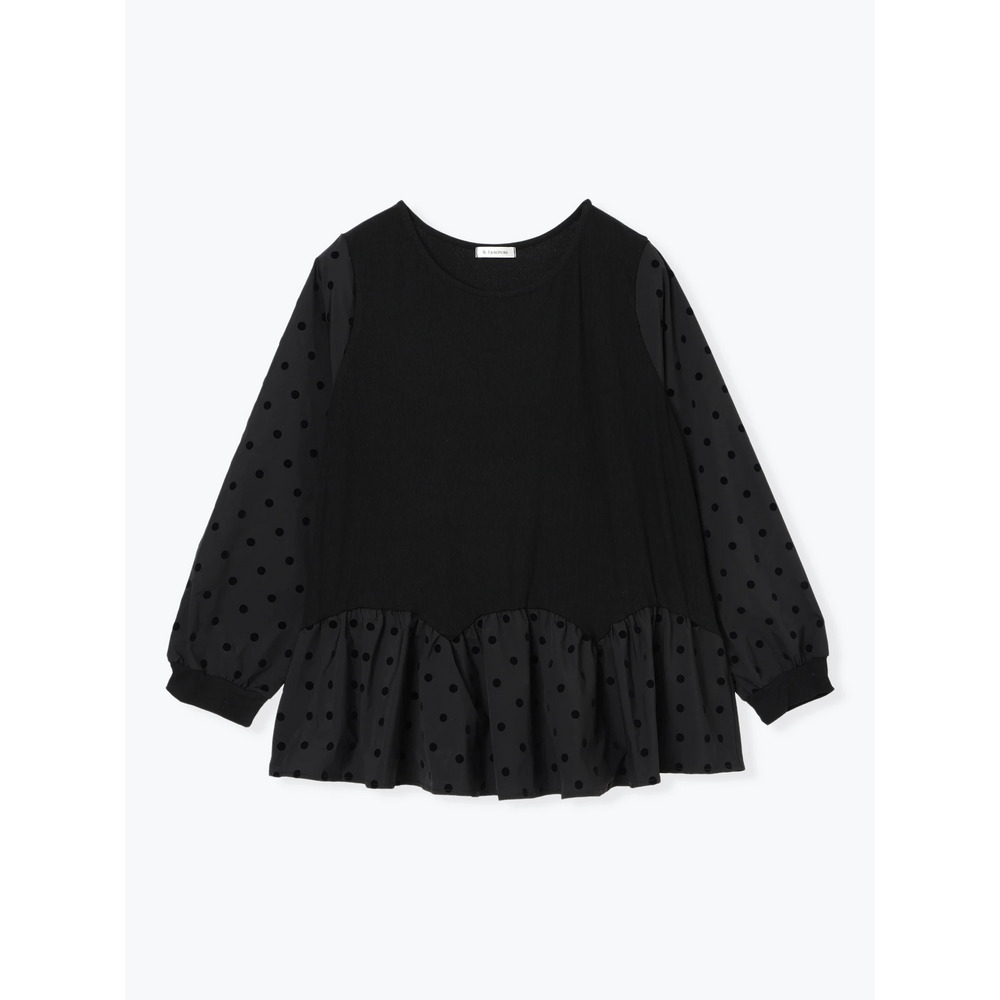 リブ×ドットペプラムトップス12