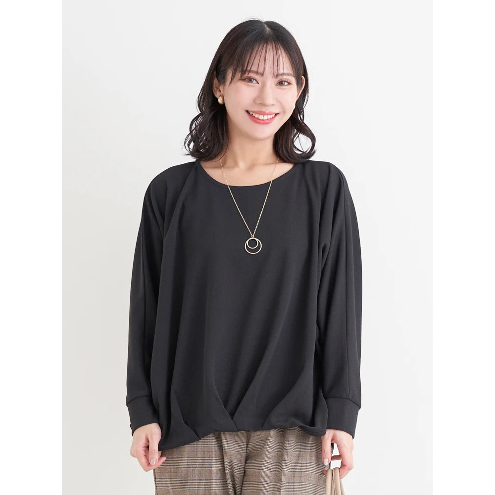 アクセサリー付き裾タックドルマンプルオーバー15