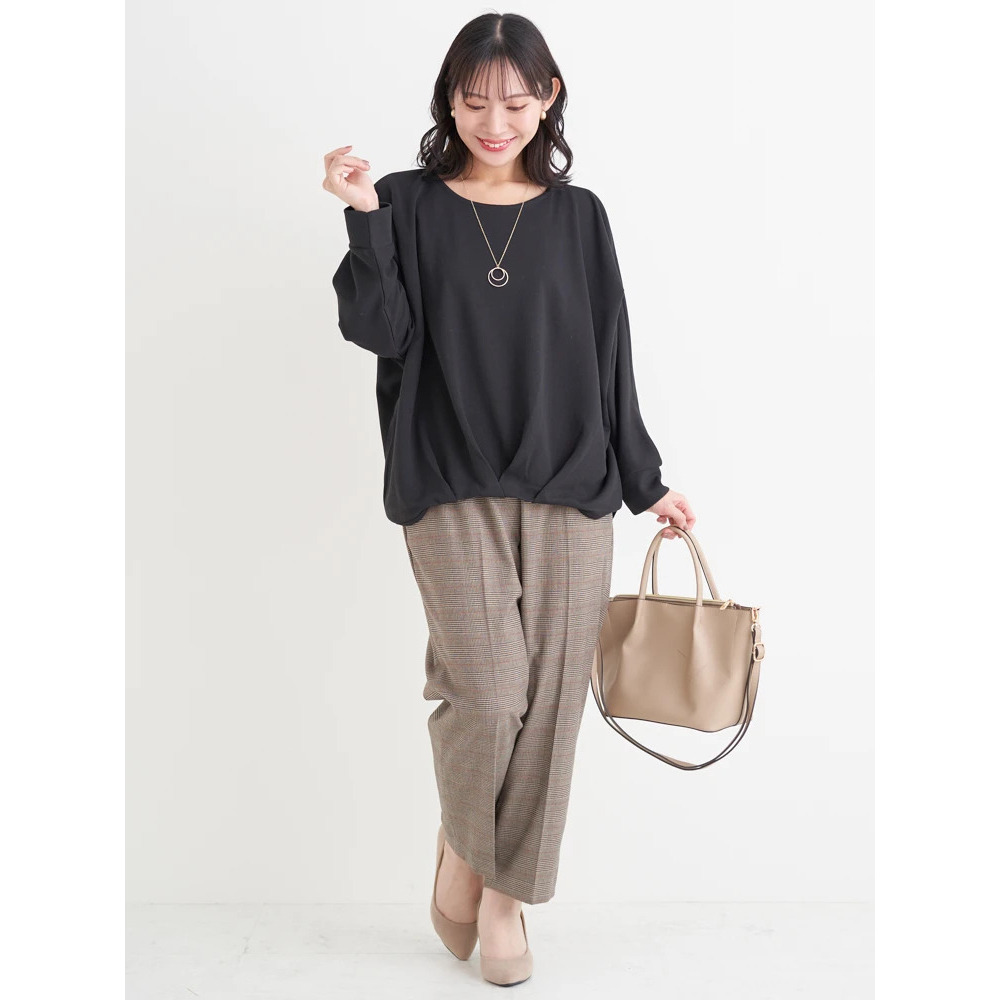 アクセサリー付き裾タックドルマンプルオーバー17