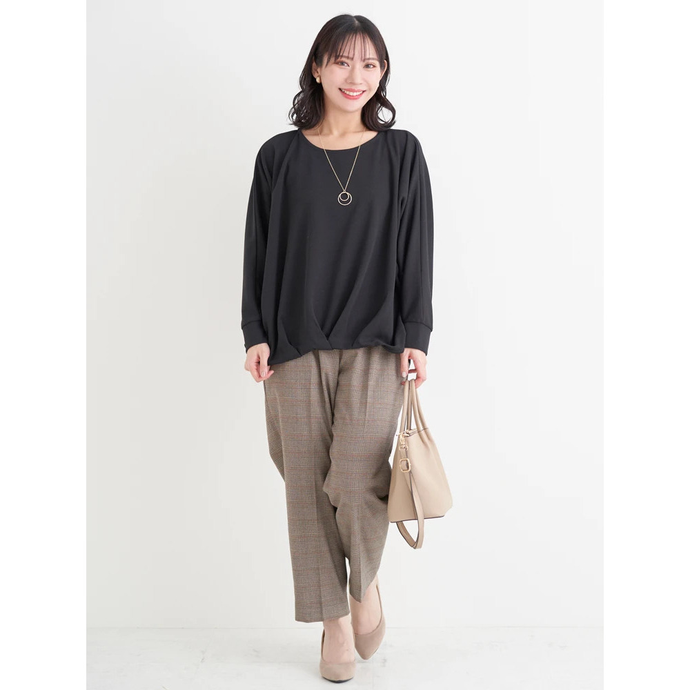 アクセサリー付き裾タックドルマンプルオーバー18