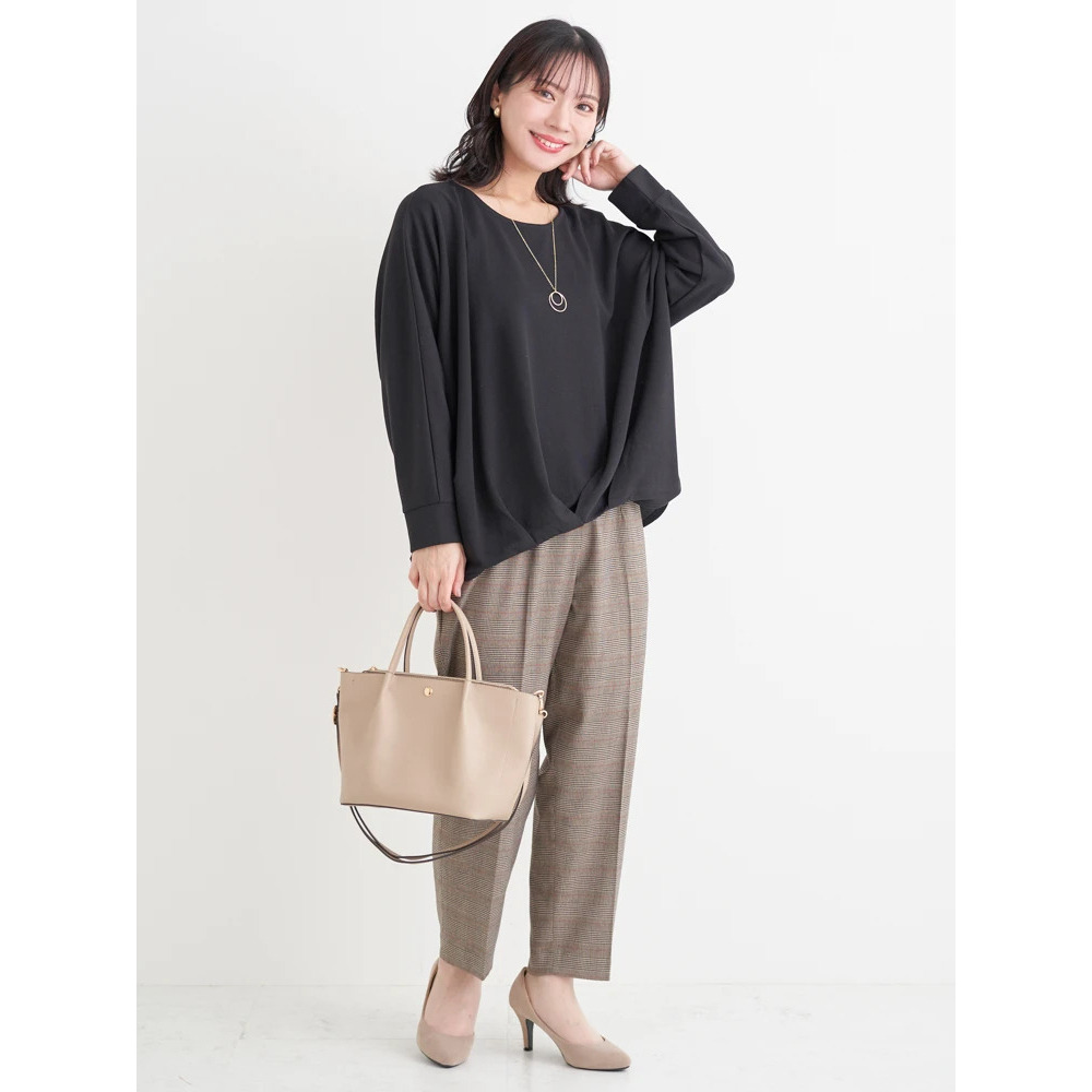 アクセサリー付き裾タックドルマンプルオーバー19