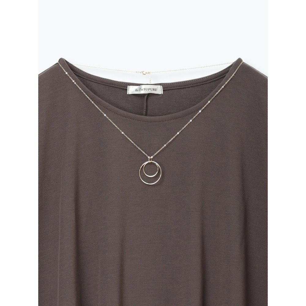 アクセサリー付き裾タックドルマンプルオーバー21