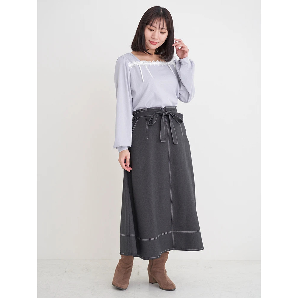 レース×リボンスクエアネックトップス15