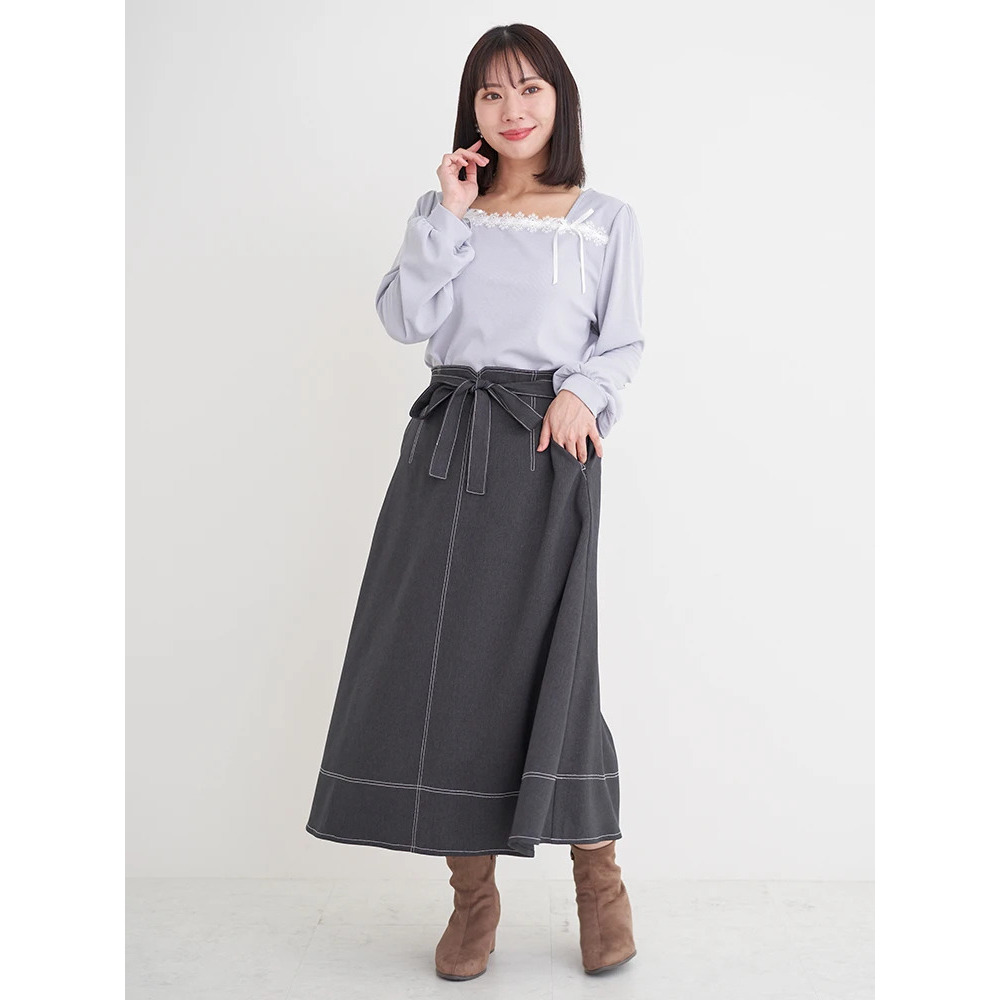 レース×リボンスクエアネックトップス16