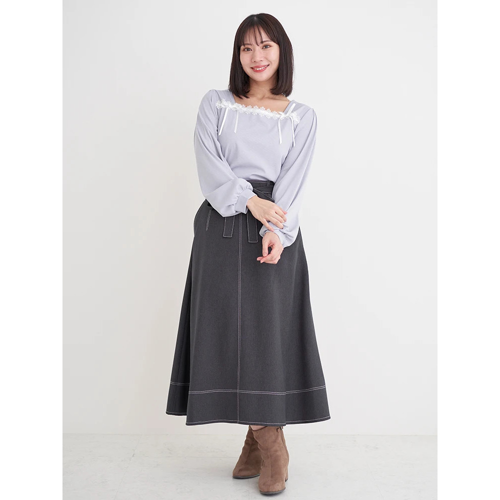レース×リボンスクエアネックトップス17
