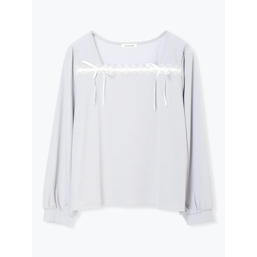 レース×リボンスクエアネックトップス21