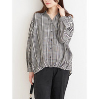 チェック柄バックレースアップスキッパーシャツ