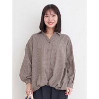 チェック柄バックレースアップスキッパーシャツ