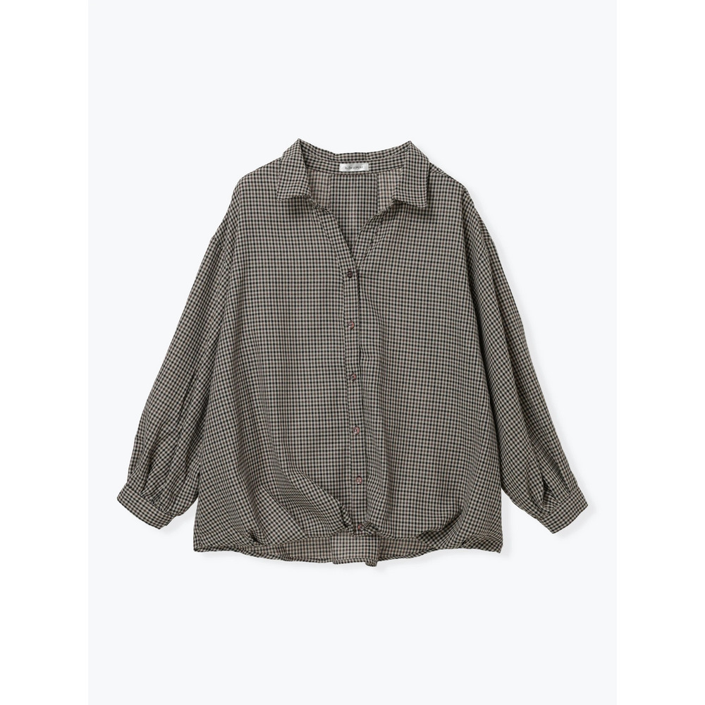 チェック柄バックレースアップスキッパーシャツ11