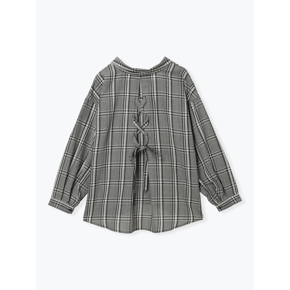 チェック柄バックレースアップスキッパーシャツ12