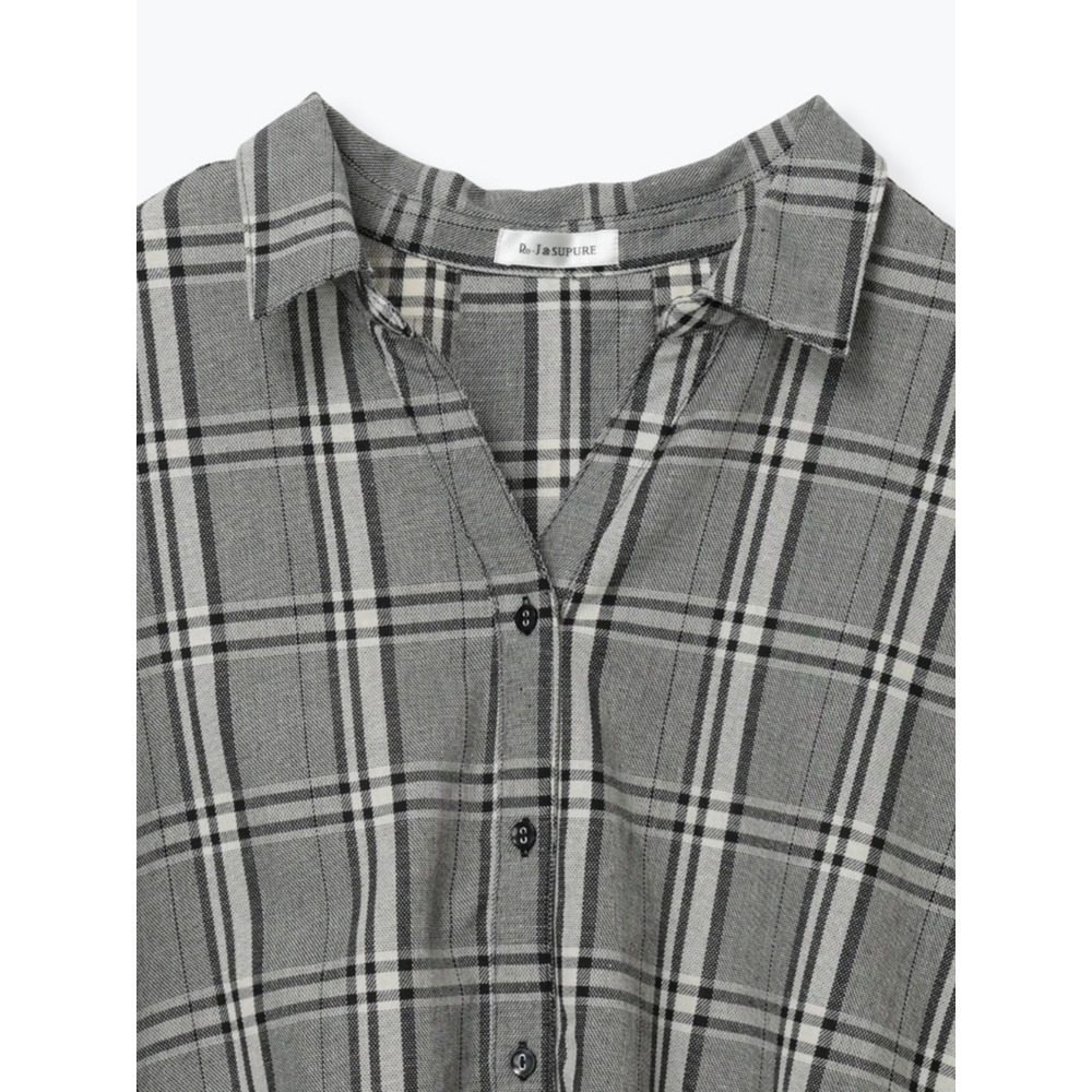 チェック柄バックレースアップスキッパーシャツ13