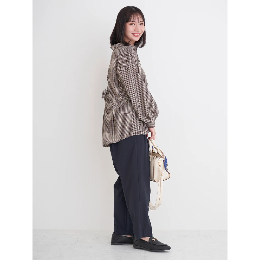 チェック柄バックレースアップスキッパーシャツ8