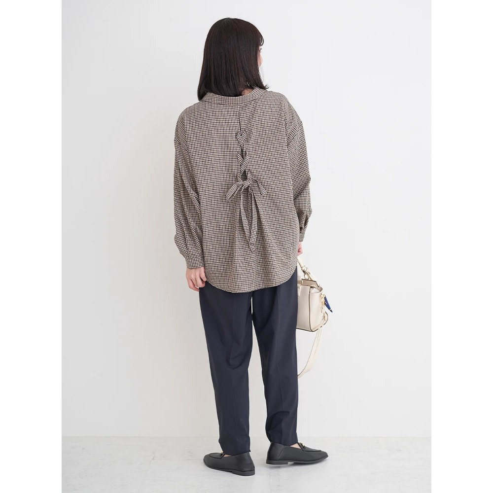 チェック柄バックレースアップスキッパーシャツ9
