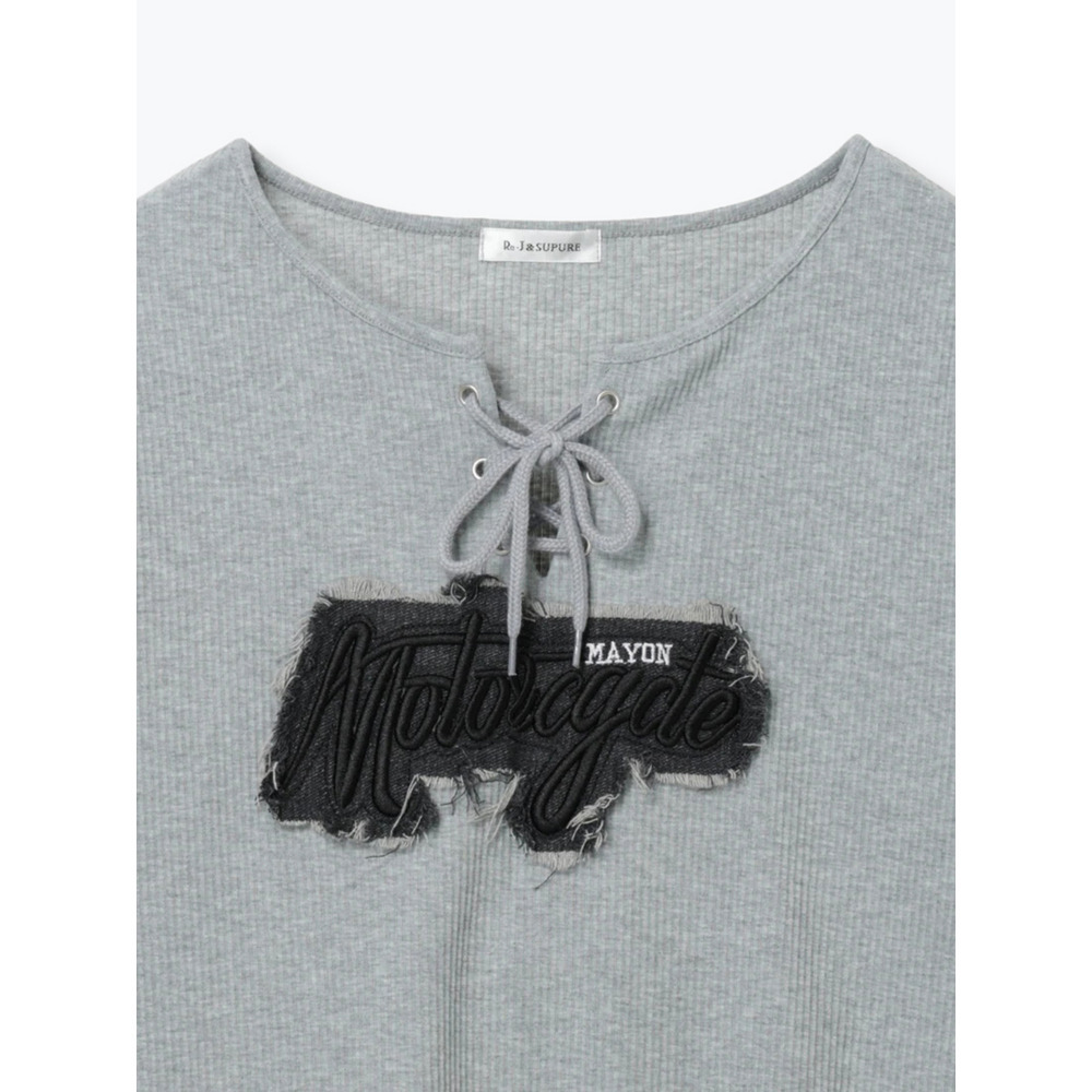 ロゴ刺繍ワッペン付きレースアップトップス30