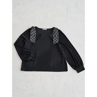 チェック柄ショルダーリボントップス