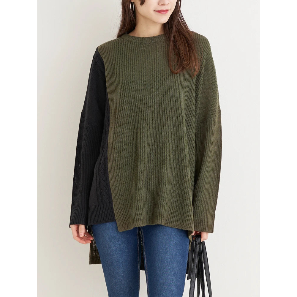 パッチワークニットプルオーバー22