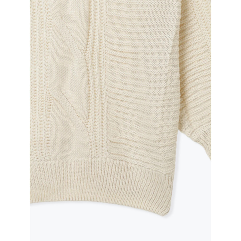 ケーブル編みVネックオフショルニットトップス19