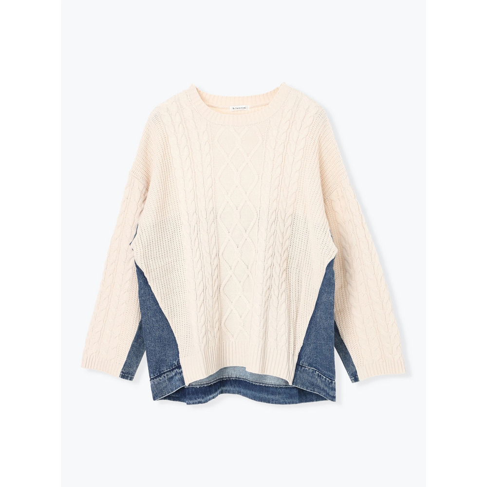 デニム切替ニットトップス16