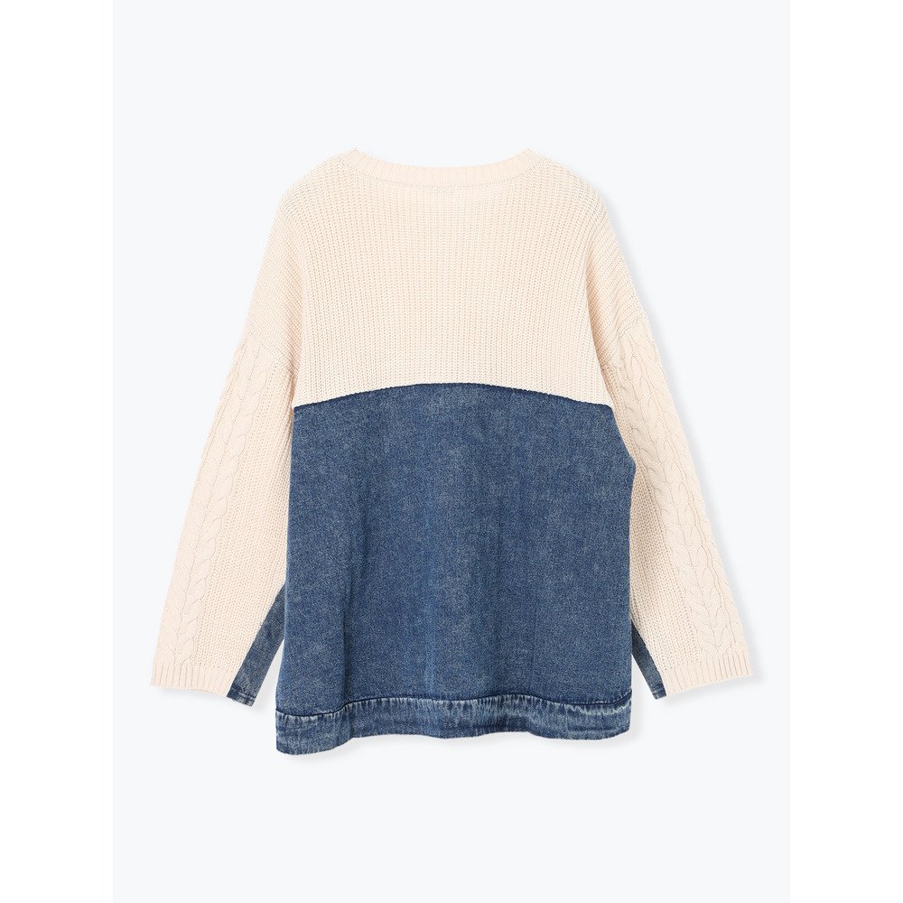 デニム切替ニットトップス17