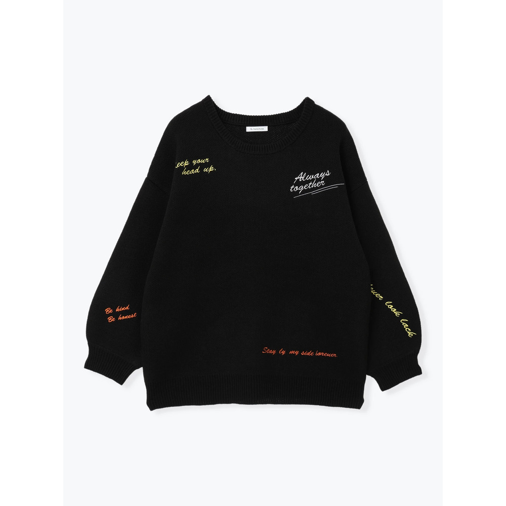 カラーロゴ刺繍ニットトップス15