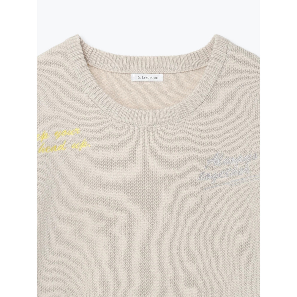 カラーロゴ刺繍ニットトップス18