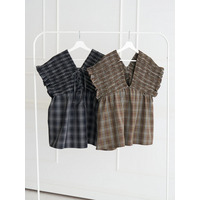 【WEB限定】チェック柄シャーリングブラウス