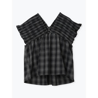 【WEB限定】チェック柄シャーリングブラウス