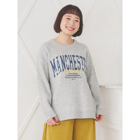 ロゴ×フラワー刺繍ニットトップス