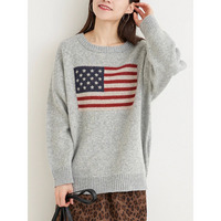 アメリカ国旗ジャガードニットトップス