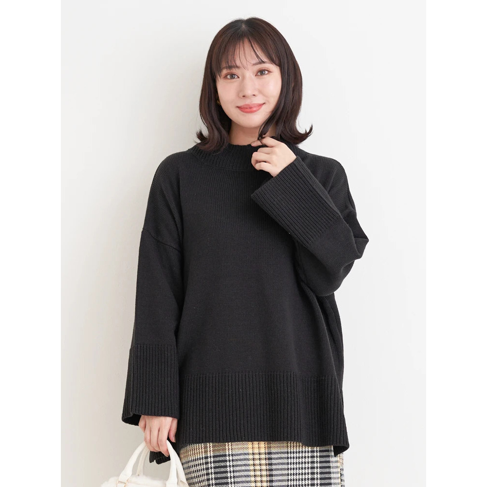 プチハイネックゆるニットトップス(無地・ボーダー柄)29