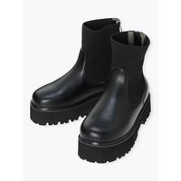 【la farfa SHOES/ラ・ファーファシューズ】ラウンド厚底ニットブーツ
