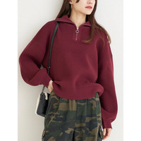 スポンディッシュハーフZIPニットトップス