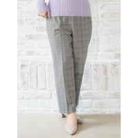 ラクケア チェック柄起毛テーパードパンツ