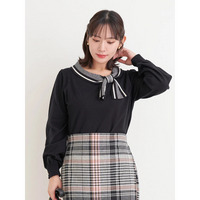 襟リボンニットトップス