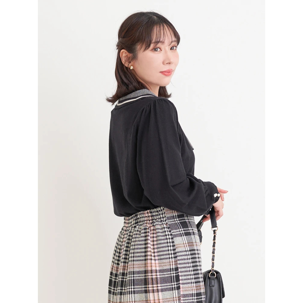 襟リボンニットトップス11