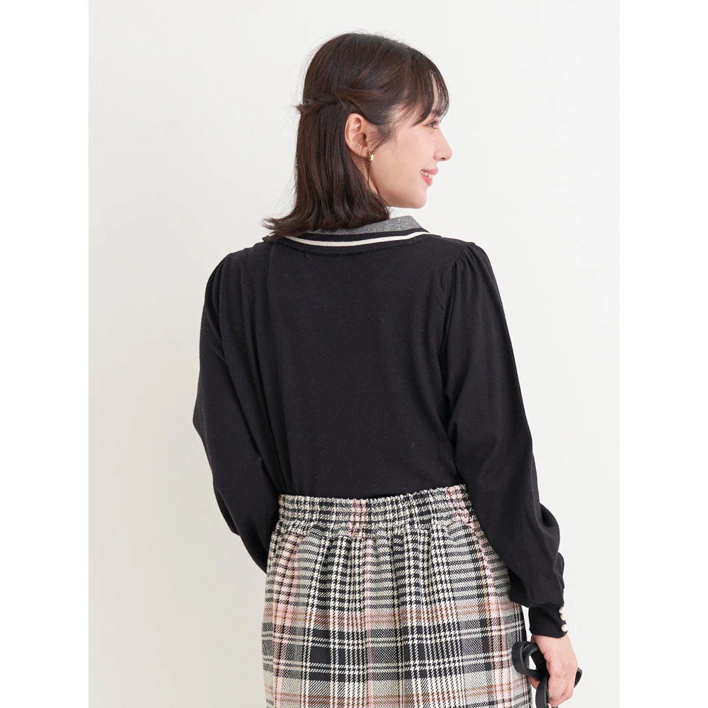 襟リボンニットトップス12