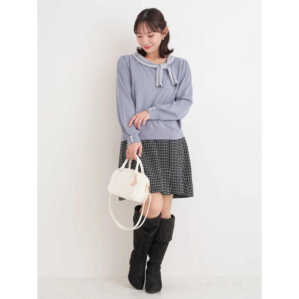 襟リボンニットトップス22