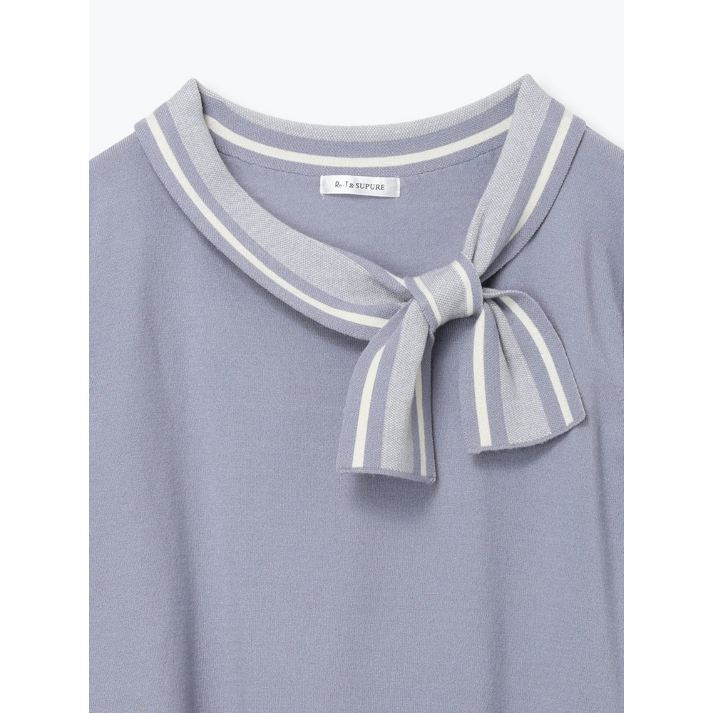 襟リボンニットトップス28