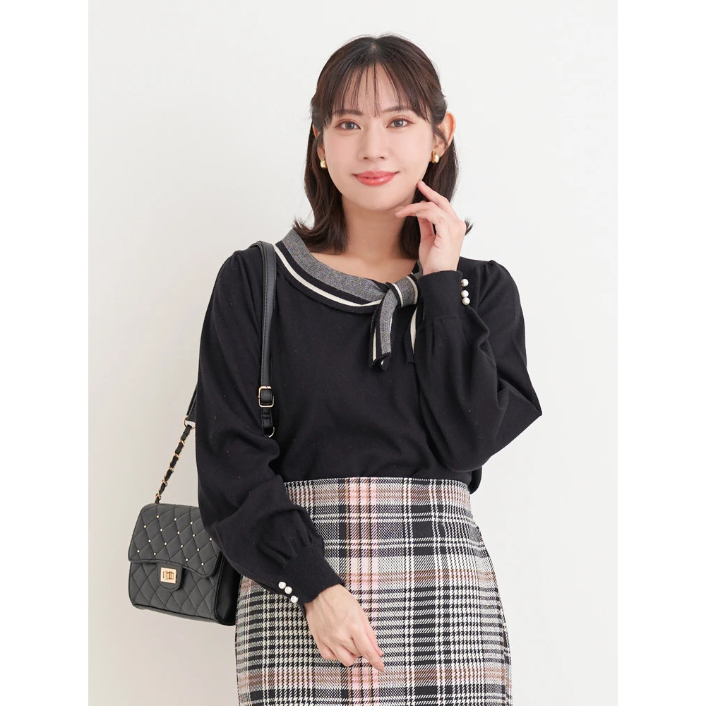 襟リボンニットトップス8