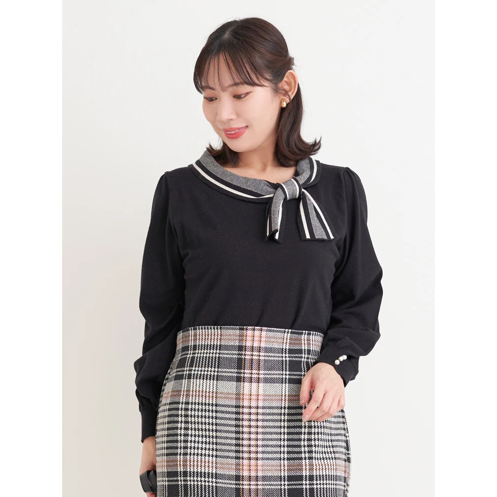 襟リボンニットトップス9